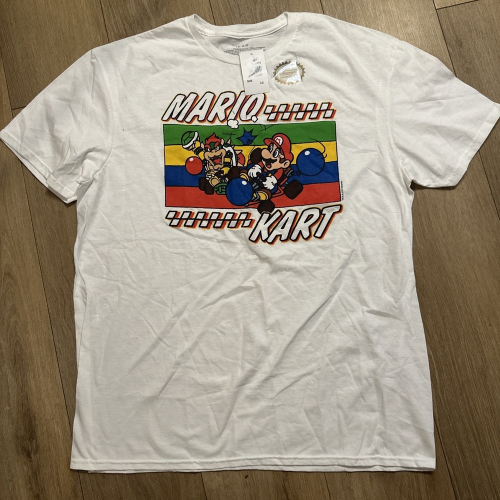 Nintendo Super Mario Kart Bowser Graphic Men's‎ Tshirt White Large Mario World